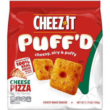 Cheez-It Puffd Cheesy Baked Snacks, Puffed Snack Crackers, Lunch Snacks, Cheese Pizza, 5.75oz Bag (1 Bag)