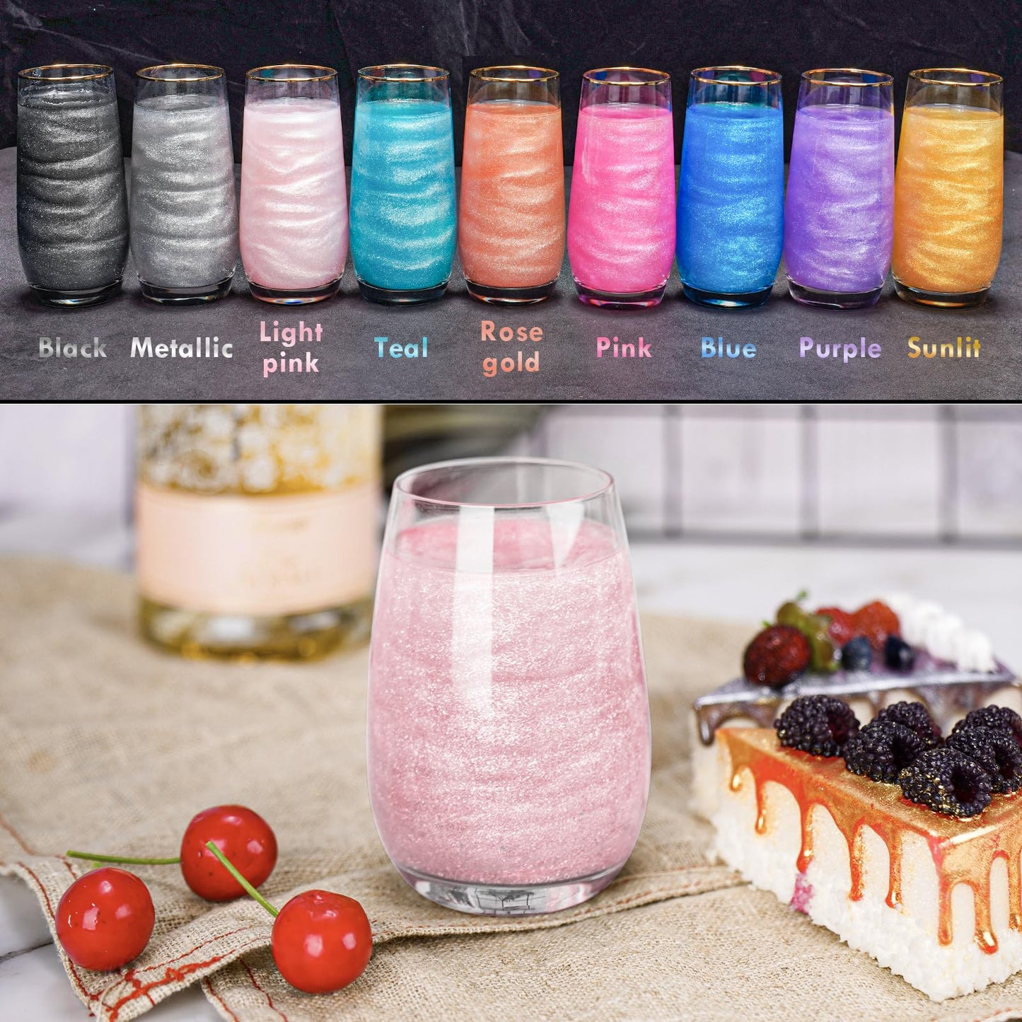 NiHome Edible Glitter Powder Luster Dust 10g Light Pink for Food Decorating