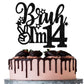 Rsstarxi Cake Topper Black Star Glitter 14th Birthday Decorations Cardstock Model XM1222-14