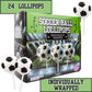 Sweetzo Soccer Ball Lollipops - 2D Individually Wrapped Suckers, 24 Count, Large Size, Perfect for Team Gifts and Party Favors