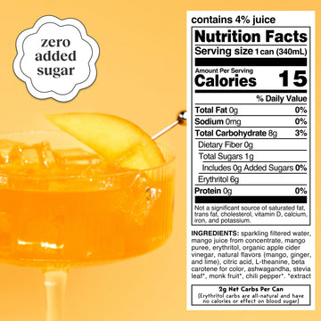 Drink Your Meditation Moment Botanical Soda Soft Drink - Mango Glow, 0 Sugar, 0 Caffeine, 11.5 Fl Oz (Pack of 12)