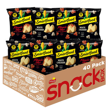 Smartfood Popcorn, White Cheddar And Flamin' Hot White Cheddar Variety Pack, 0.5 Ounce (Pack Of 40)
