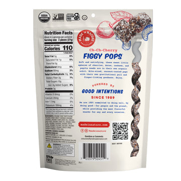 Made In Nature Organic Figgy Pops, Ch-Ch-Cherry, 4.2 Ounce (Pack Of 6) – Unbaked Fruit & Nut Energy Bites, Non-Gmo, Gluten Free, Vegan