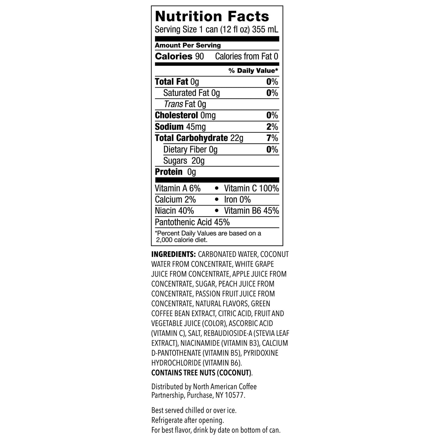 Starbucks RTD Coffee and Refreshers with Coconut Water, Peach Passion Fruit, 12 fl oz, Pack of 12 Cans