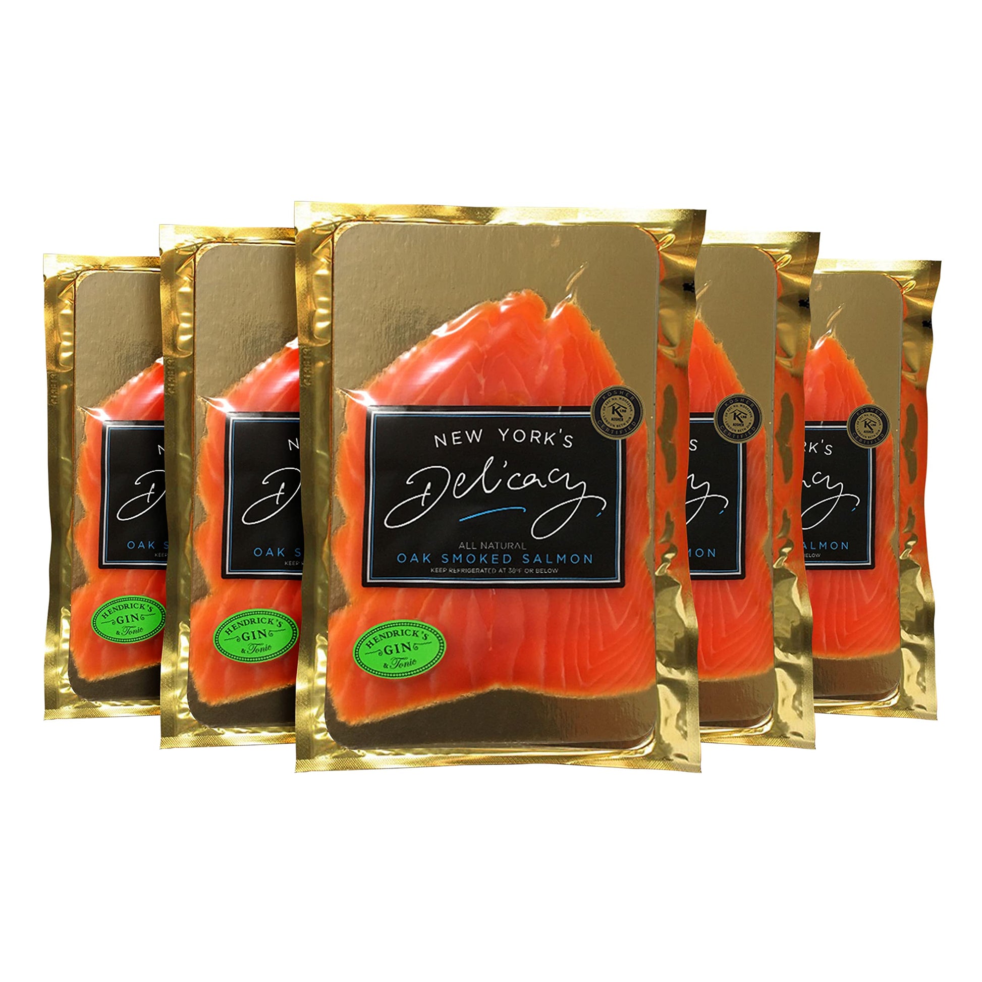 New Yorks Delicacy Smoked Salmon Nova - Pre-Sliced, Kosher, Gluten Free - 5 x 4 Oz.