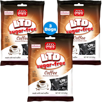 DOUzzle Sugar Free Hard Coffee Candy, Made with Real Coffee (3 Pack) Individually Wrapped - Healthy Low Calorie Snack, Gluten Fr