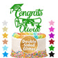 EDSG Personalized Graduation Cake Topper, Double-Sided Glitter, Class of 2025, Green