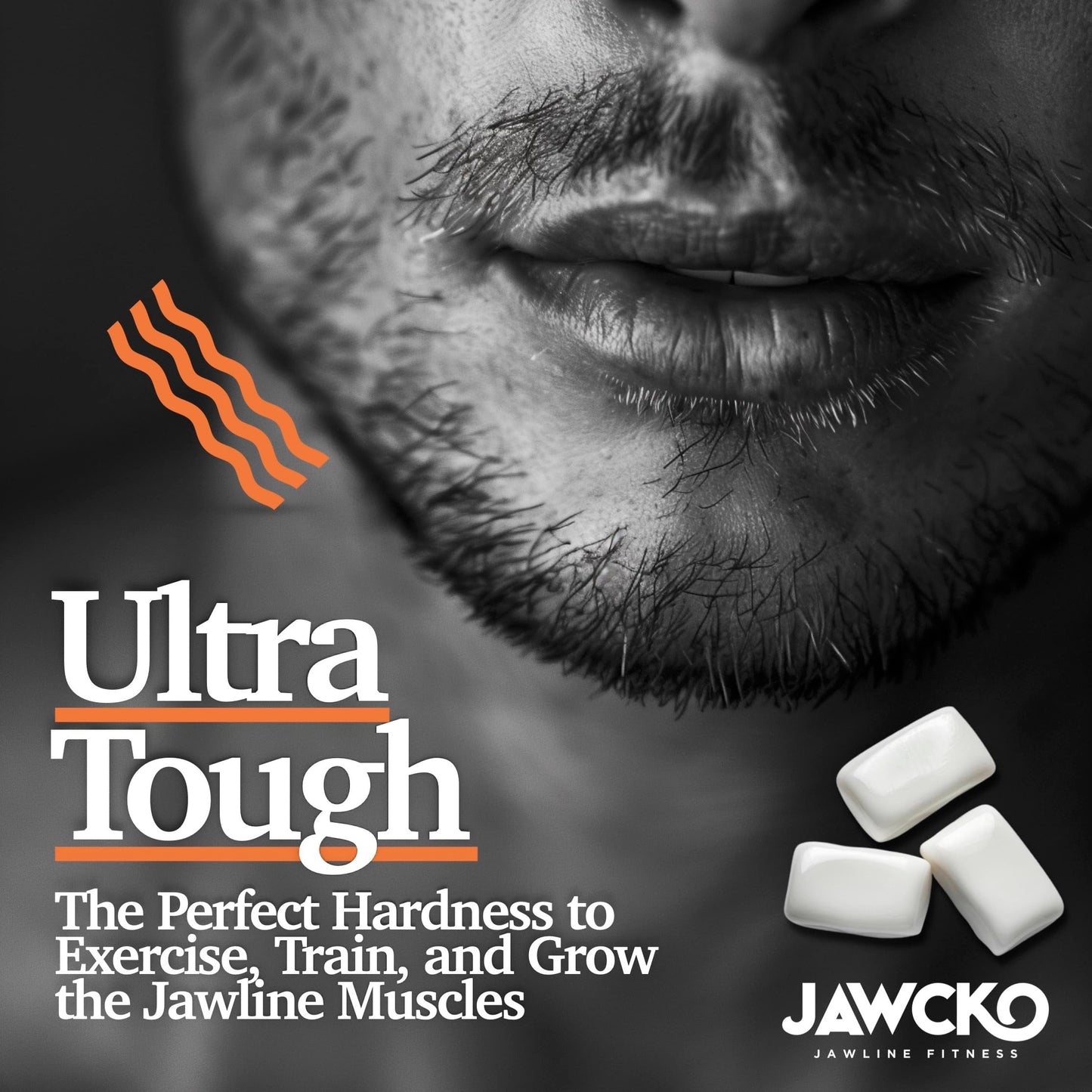 JAWCKO Ultra-Tough Jawline Chewing Gum | Mango Flavor | 15X Strength | 40 Pieces/Pack | White | 3-Pack