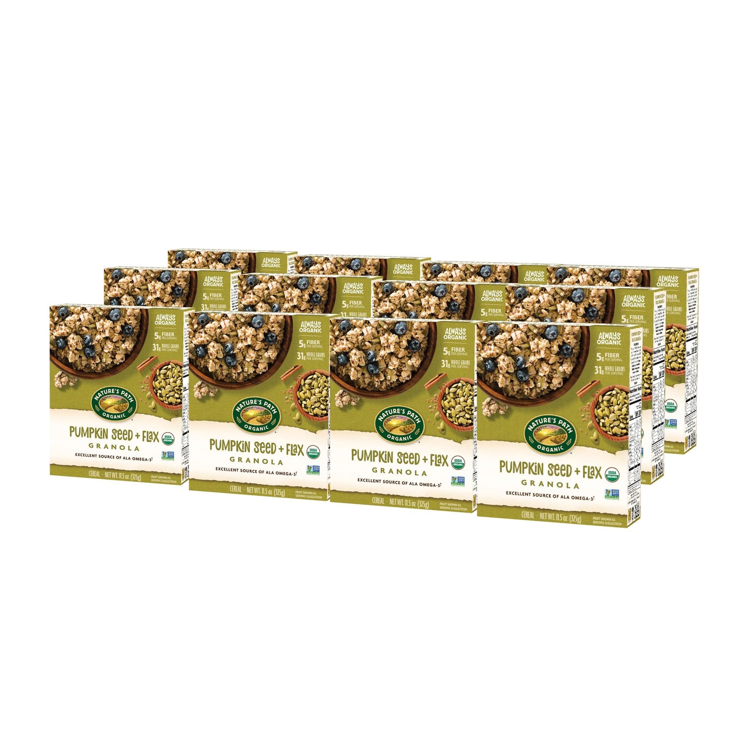 Nature s Path Organic Pumpkin Seed + Flax Granola, 11.5 oz (Pack of 12), Non-GMO