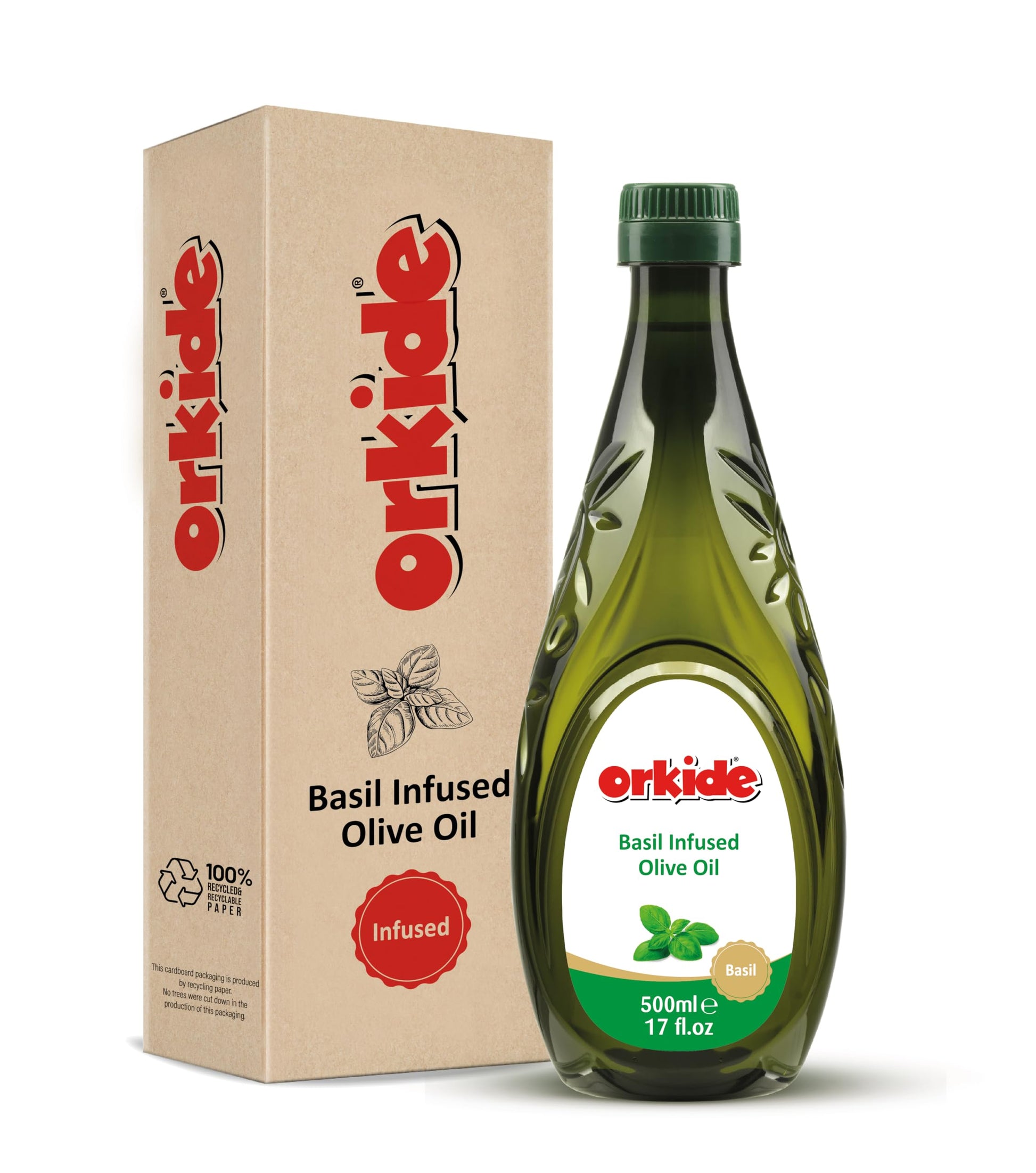 Orkide Basil Infused Olive Oil, Robust Mediterranean Blend, FFA 0.3, Polyphenol+400, 17 fl oz