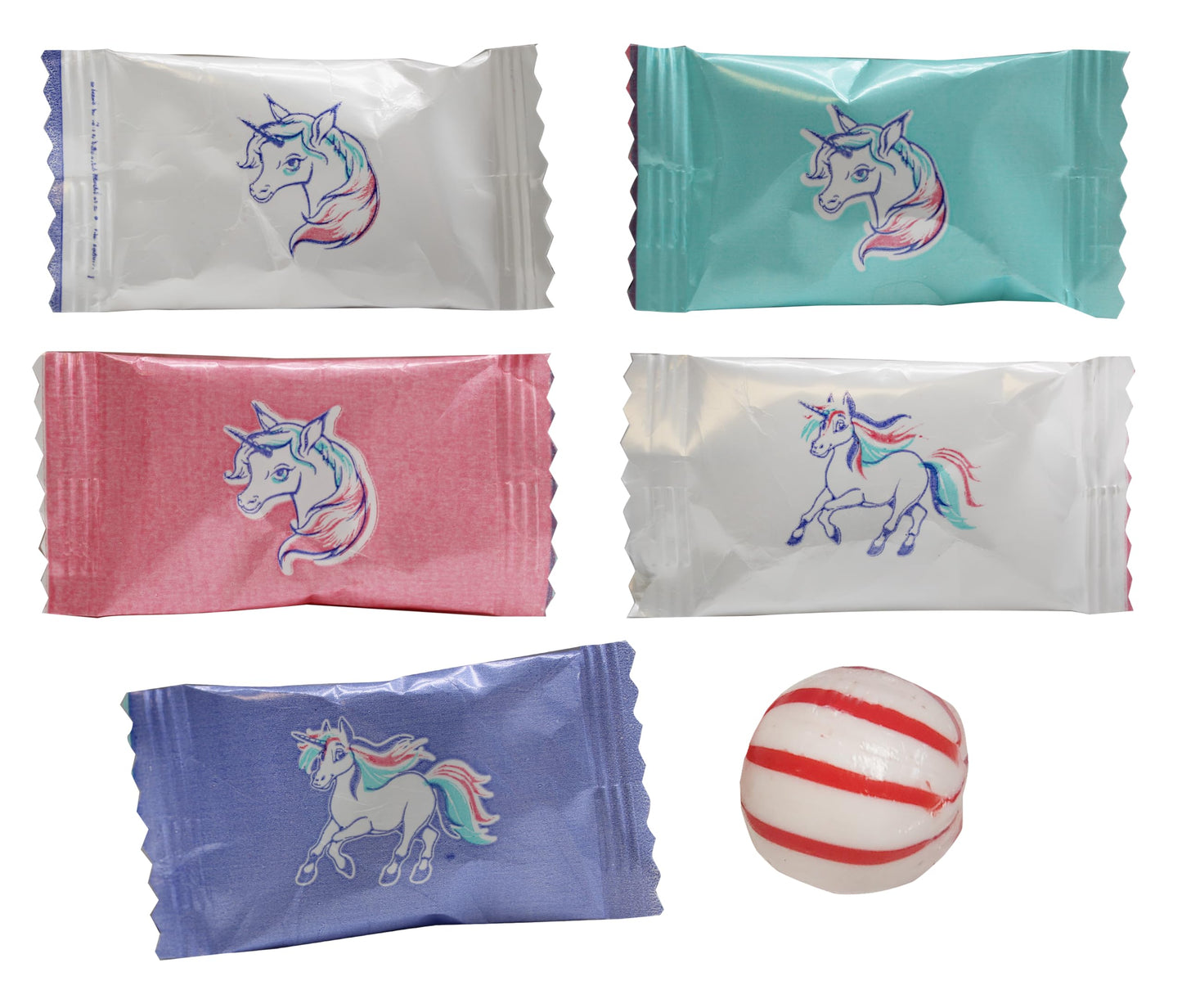 Unicorn Themed Peppermints 100 Count Individually Wrapped - Magical Goodie Treat Sweets Birthday Party Favor Supplies Decoration