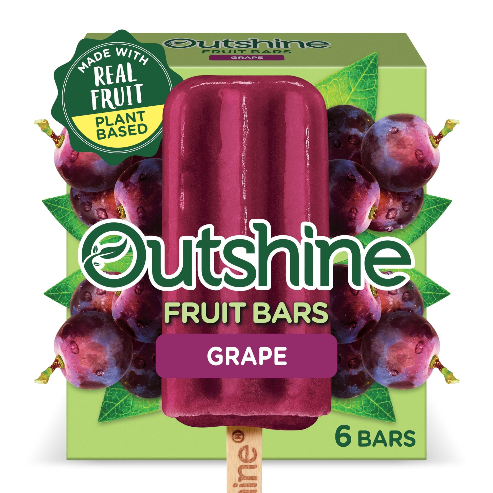 OUTSHINE Grape Frozen Fruit Bars, Gluten Free, Non GMO, Ice-Cream, 14.7 Fl Oz, 6 Count
