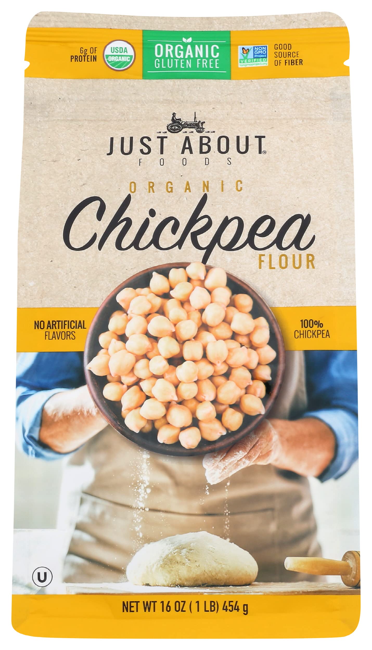 Just About Foods Organic Chickpea Flour, Gluten Free, 1 LB (Pack Of 5)