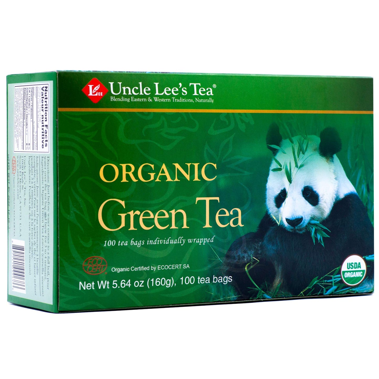 Uncle Lees Organic Green Tea -- 100 Tea Bags Net Wt 5.64 Oz (160G)