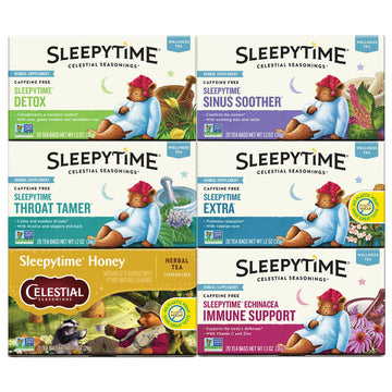 Celestial Seasonings Wellness Tea Sleepytime Variety Pack, Caffeine Free, 20 Count (Pack of 6)