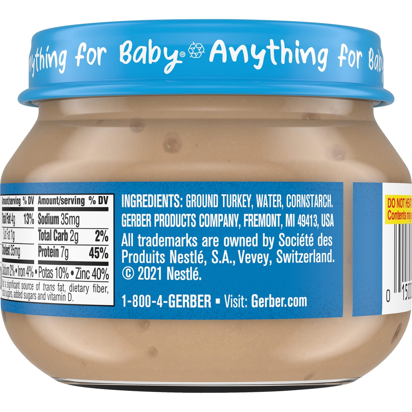 Gerber Mealtime For Baby 2Nd Foods Baby Food Gravy Jars, Turkey & Gravy, Non-Gmo Pureed Baby Food With Protein & Zinc, 2.5-Ounce