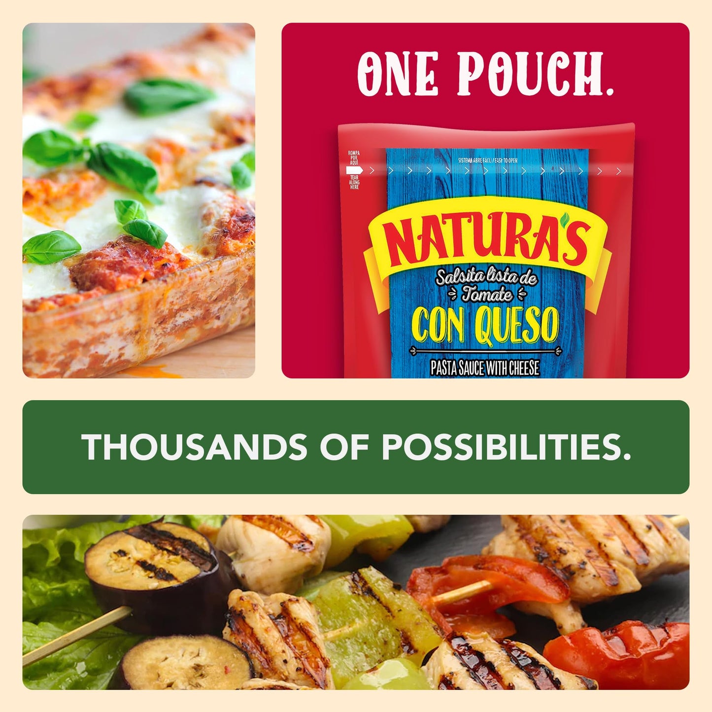 Naturas Cheese Pasta Sauce  Ready-to-Eat Salsa Con Queso in 7.1oz. Easy-Open Pouch (Pack of 24)