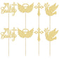 Gyufise Cupcake Toppers - 24Pcs Dove Cross Decorations for Baptism & Baby Shower - Gold Paper