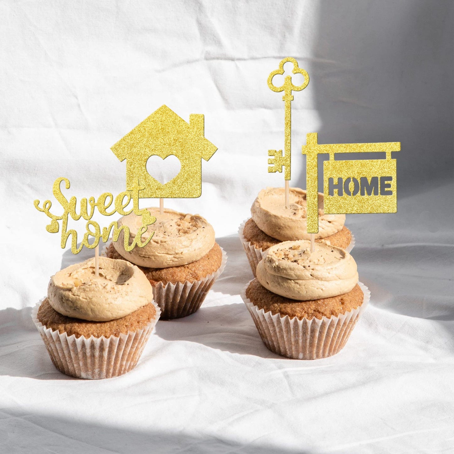 ZHUOWEISM Cupcake Toppers 36 PCS Gold Glitter Bamboo New Home Theme Decorations