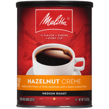 Melitta Hazelnut Crme Flavored Coffee, Medium Roast, Extra Fine Grind, 11 Ounce Can (Pack Of 6)