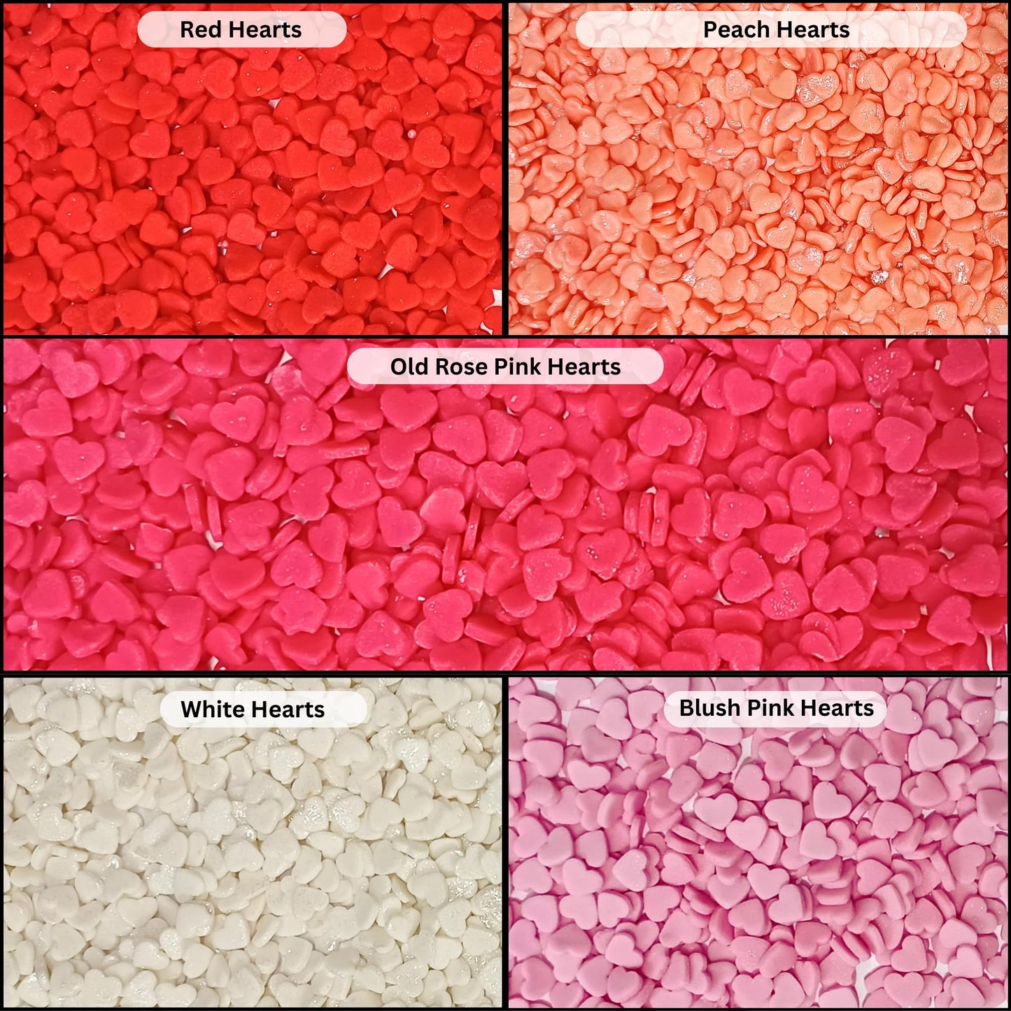 Confect Valentine Heart Sprinkles - Red, White & Pink Edible Sprinkle Mix | Pack Of 5 For Cake, Cupcake, Cookie & Dessert Decora