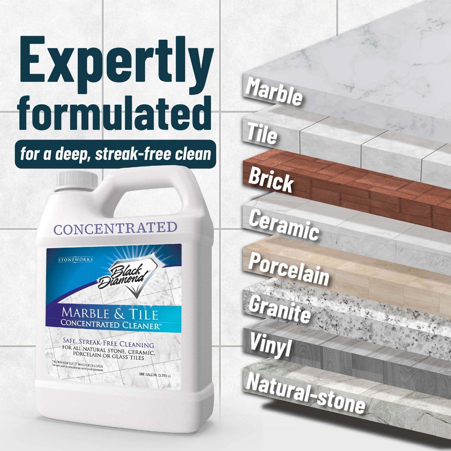 Black Diamond Stoneworks Marble & Tile Floor Cleaner. Great For Ceramic, Porcelain, Granite, Natural Stone, Vinyl And Brick. No-