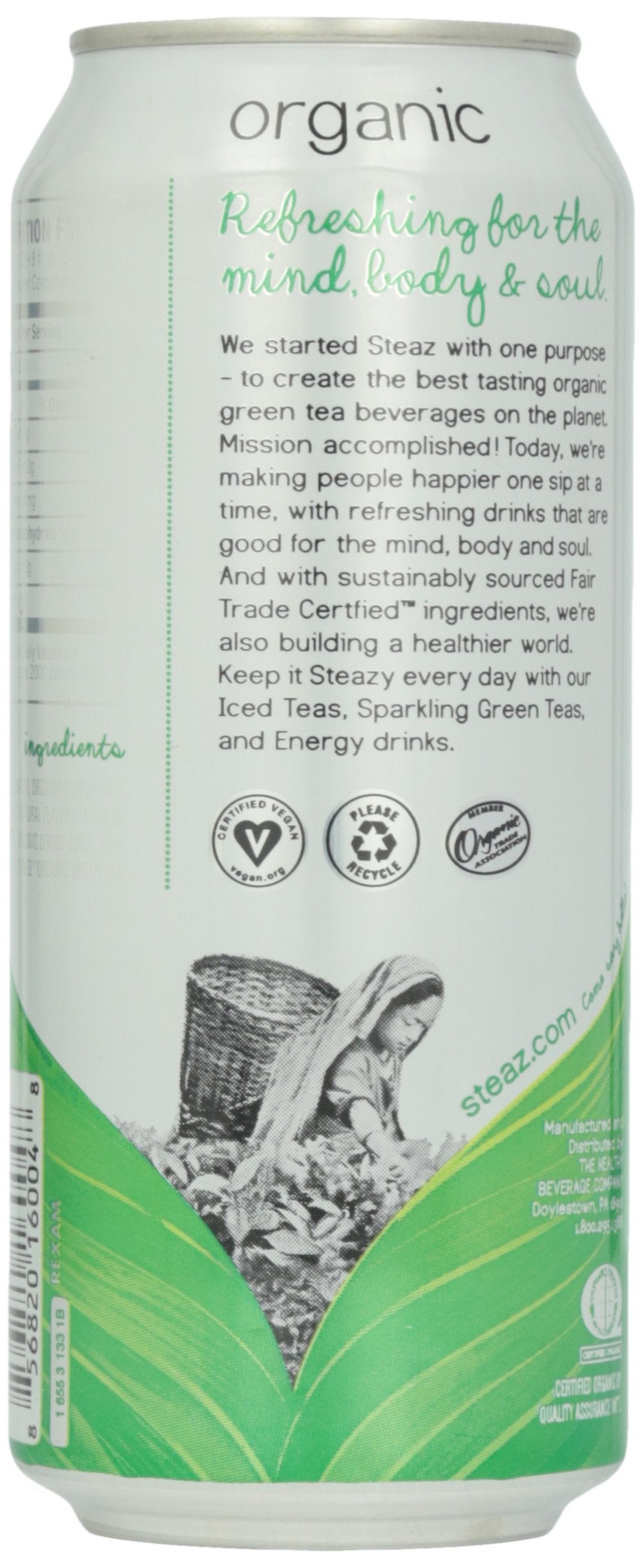 Steaz Organic Iced Green Tea, Mint, 16 Oz