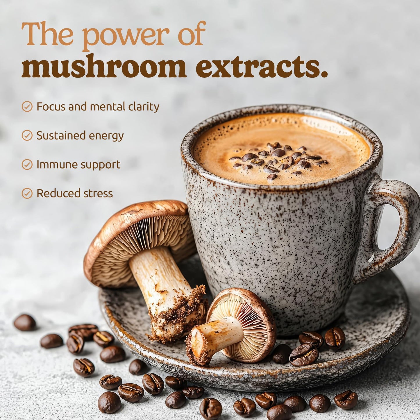MATCHA DNA 10-in-1 Instant Mushroom Coffee Latte with Lions Mane, Reishi, Chaga - 10.58 Ounce, 15 Packets - Serve Hot or Iced