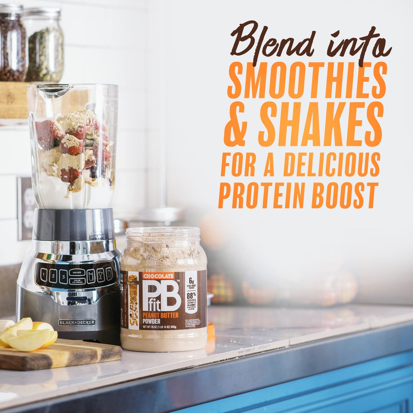 Pbfit 30 Ounce Peanut Butter Powder Chocolate Flavor, Cocoa Powdered Peanut Butter Spread From Real Roasted Peanuts And Cocoa, 6G Of Protein 7% Dv, Gluten-Free, 70 Calories, 88% Less Fat (Pack Of 1)