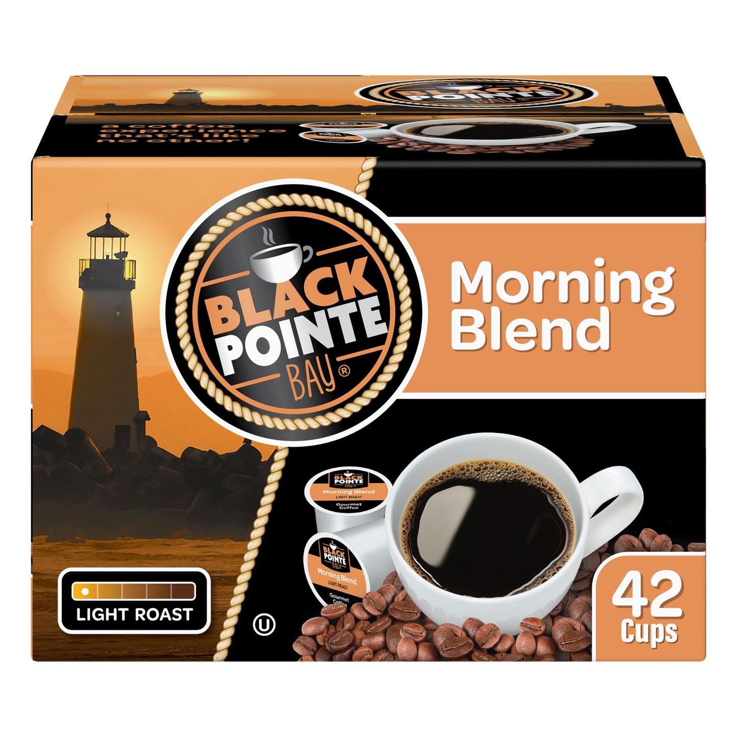 Black Pointe Bay Coffee Pods, Morning Blend Light Roast, 42 Count for Keurig K-Cup Brewers