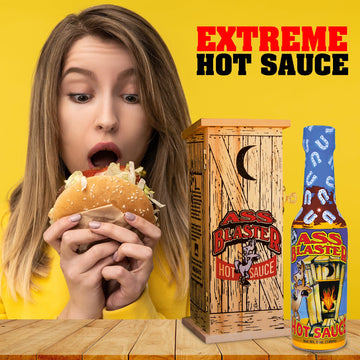 ASS BLASTER Premium Gourmet Hot Sauce - Habanero Gift Set, 148 ml, Outhouse Box, Perfect for Spicy Food Lovers