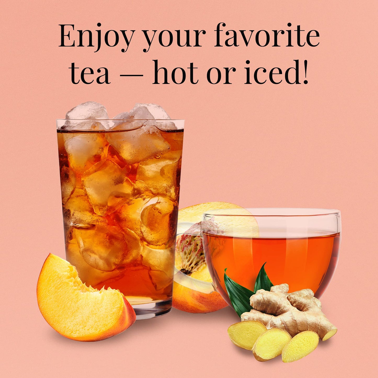 The Republic Of Tea Ginger Peach Black Full-Leaf Loose Tea 3.5 Oz Bag, Steeps 50 Cups | Caffeinated