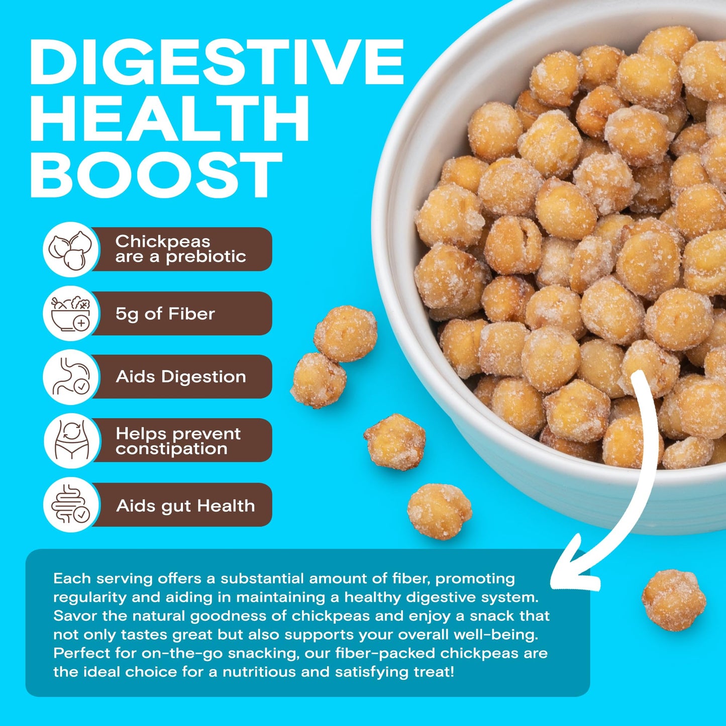 BIENA Chickpea Snacks - Crunchy Roasted - High Fiber Protein - 4-Pack, 5 Ounce Bags - Honey Roasted - Brown