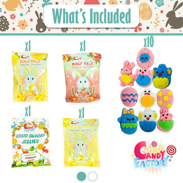 Easter Snack Basket With Liner (50 Count) Filled With Treats, Candy, Peelable Gummies, Marshmallow Gummies, Bunny And More, Grea