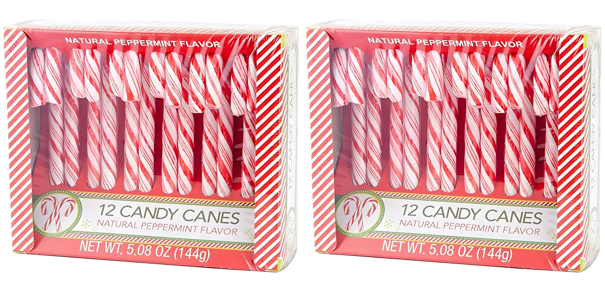 Peppermint Candy Canes – 24 Count (Two 12-Count Boxes, 10.16 Oz) – Classic Holiday Peppermint Flavor – Individually Wrapped Christmas Candy Canes For Stockings, Gifts & Decorations