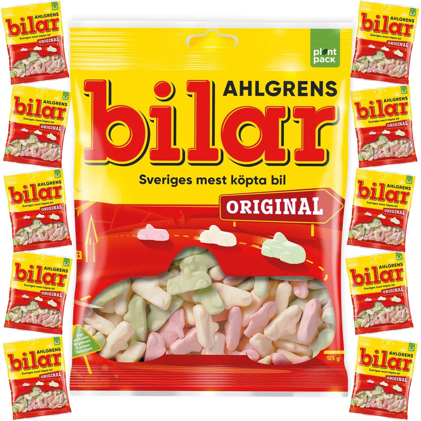 10 Bags X 125G Of Ahlgrens Bilar Original - Swedish Candy From Sweden - Chewy - Marshmallow Candy - Cars - Gummy Candies - Sweet