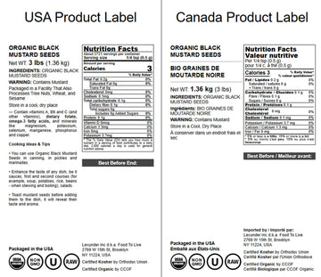 Food To Live - Organic Black Mustard Seeds, 3 Pounds - Non-Gmo, Whole Hot Spice, Non-Irradiated, Vegan, Kosher, Bulk. High In Pr