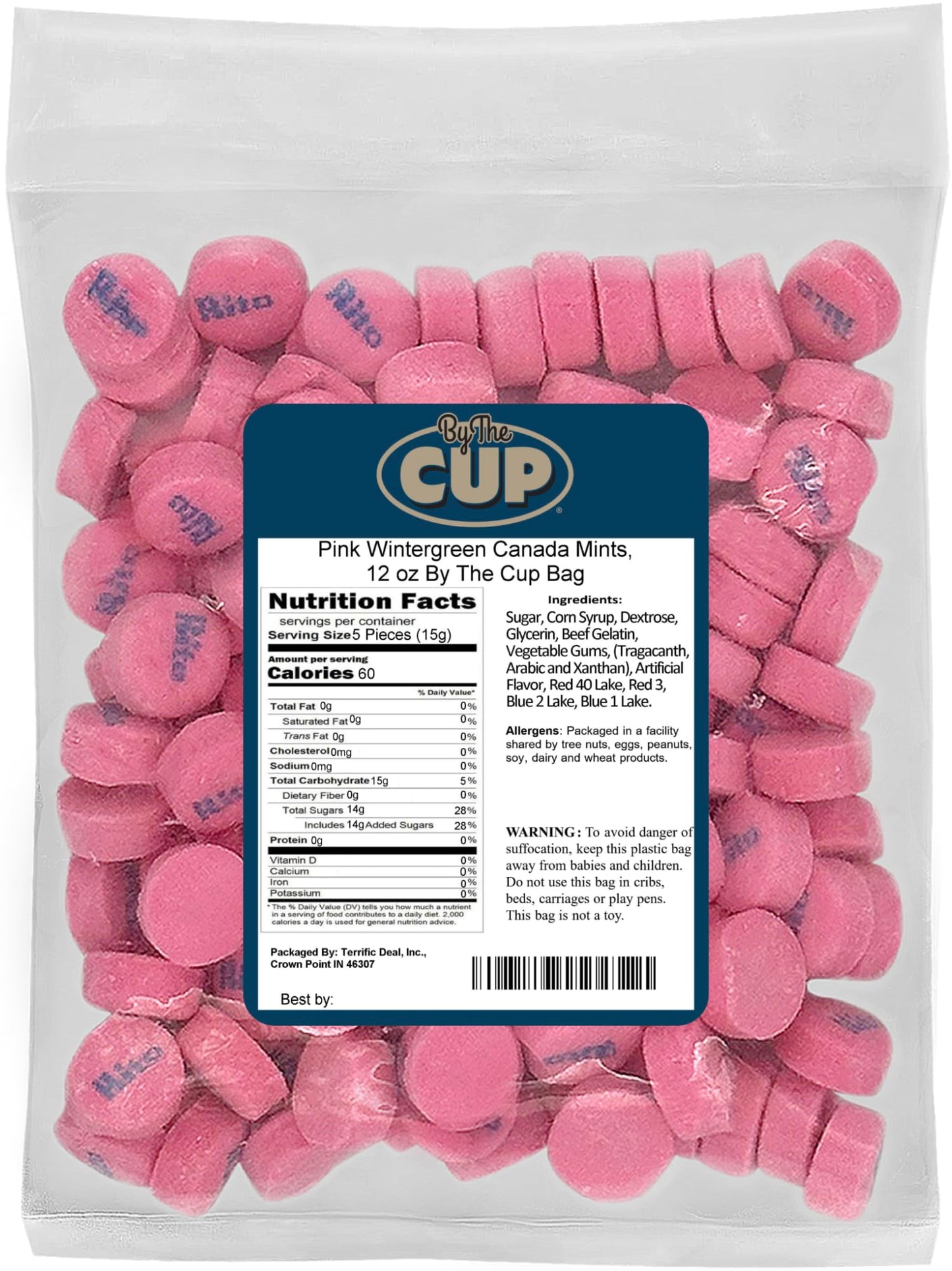 By The Cup Canada Mints, Pink Wintergreen Flavor, 12 oz Bulk Bag