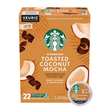 Starbucks K-Cup Coffee Pods, Toasted Coconut Mocha Flavored Coffee for Keurig Coffee Makers, 100% Arabica, Limited Edition, 1 Bo