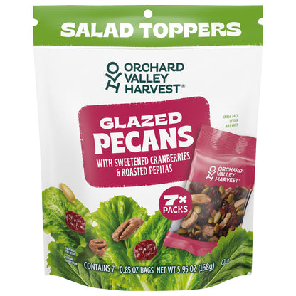 Orchard Valley Harvest Salad Toppers Glazed Pecans with Sweetened Cranberries & Roasted Pepitas, 0.85 oz (Pack of 7) Resealable 