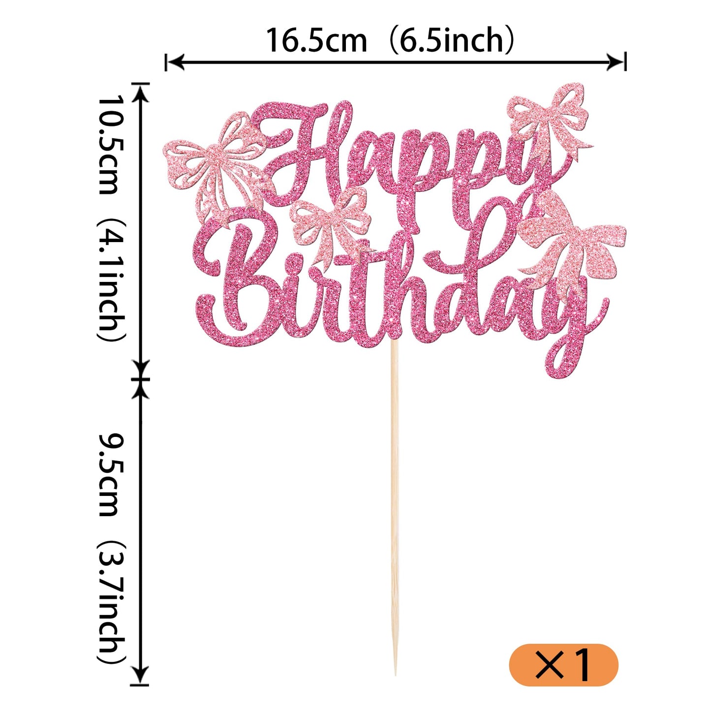YCTHUNFISH Bowknot Cake Topper, Pink, Cardstock, 6.6x8.7 inches, Wedding, Bridal Shower, Birthday Party Decoration