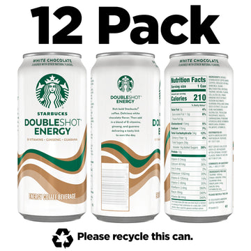 Starbucks Doubleshot Energy Drink Coffee Beverage, White Chocolate, Iced Coffee, 15 Fl Oz Cans (Packaging May Vary) (Pack Of 12)