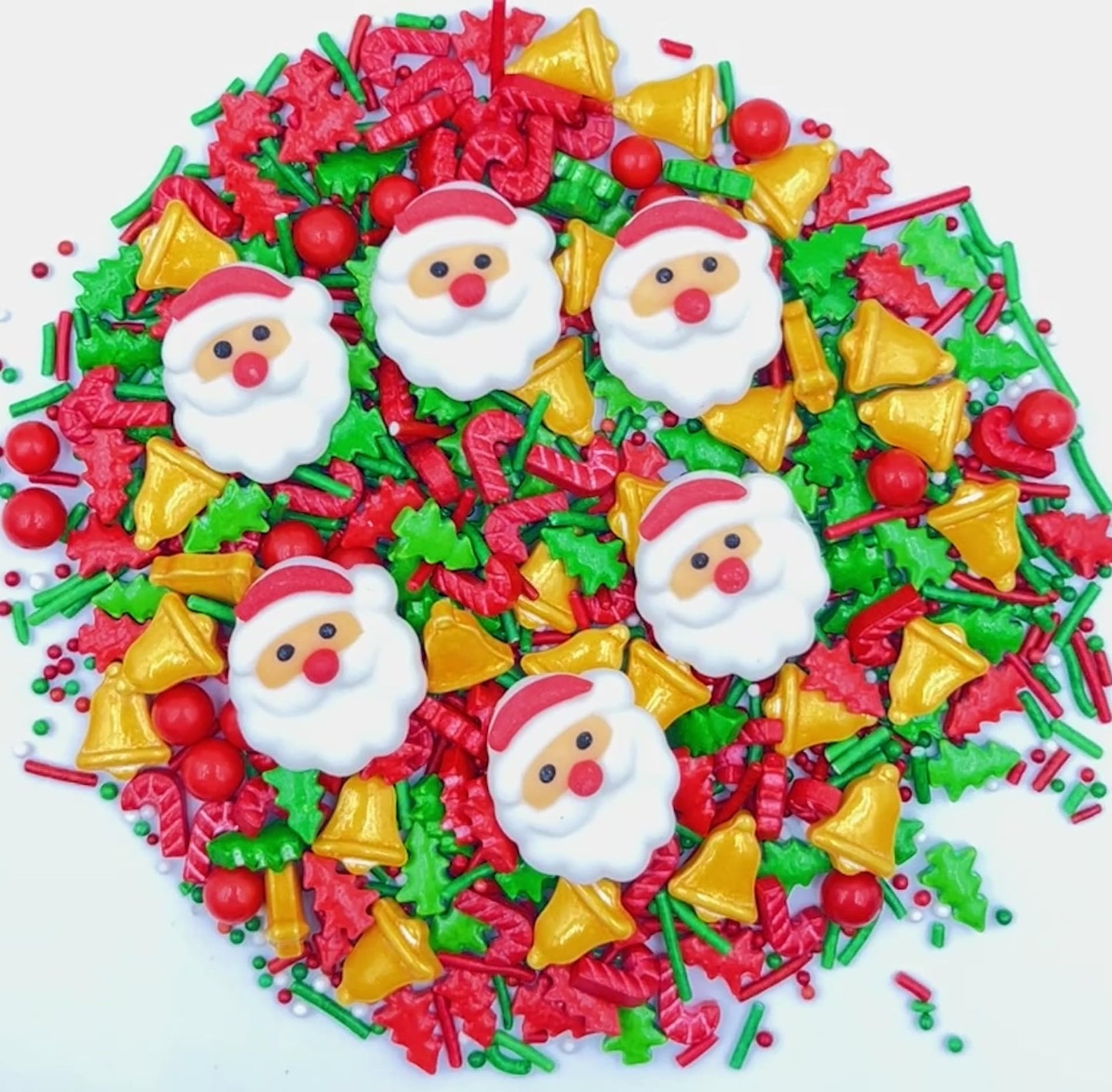1 Bottle Christmas Sprinkles | Cake Cupcakes And Ice Cream Topper Decorations | Edible Holiday Sprinkles 3.5 Oz(6 Santa Christmas Tree Bell Mixing) For Christmas