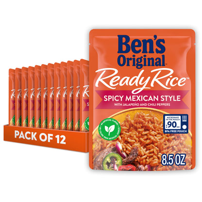 BEN S ORIGINAL Ready Rice Spicy Mexican Style Flavored Rice, Easy Dinner Side, 8.5 oz Pouch (Pack of 12)