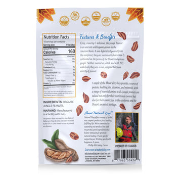 Natural Zing Raw Organicwild Jungle Peanuts - 8 Oz | Healthy Organic Heirloom Peanuts | Rare, Non-Hybridized Ecuadorian Variety