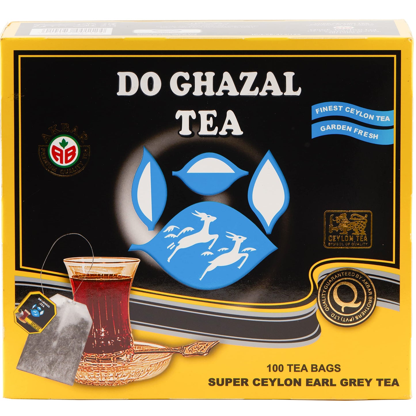 Do Ghazal Earl Grey Tea Bags - Super Ceylon Black Tea with Natural Bergamot - 100 x 2g Bags