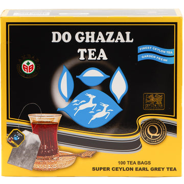Do Ghazal Earl Grey Tea Bags - Super Ceylon Black Tea with Natural Bergamot - 100 x 2g Bags