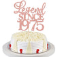 Rsstarxi Cake Topper Glitter Legend Since 1975, Rose Gold, Model XM310, for 50th Birthday and Anniversary Celebrations