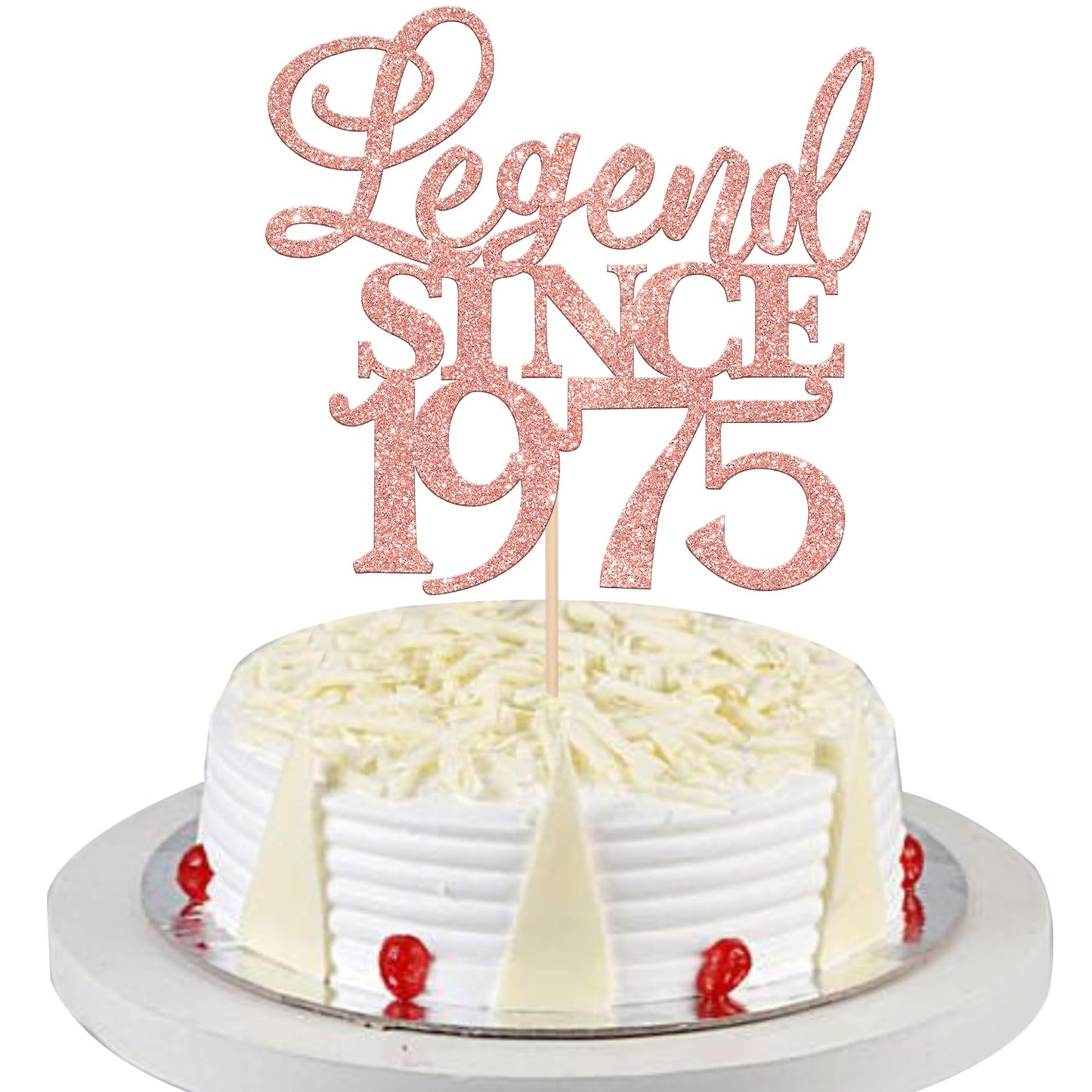 Rsstarxi Cake Topper Glitter Legend Since 1975, Rose Gold, Model XM310, for 50th Birthday and Anniversary Celebrations