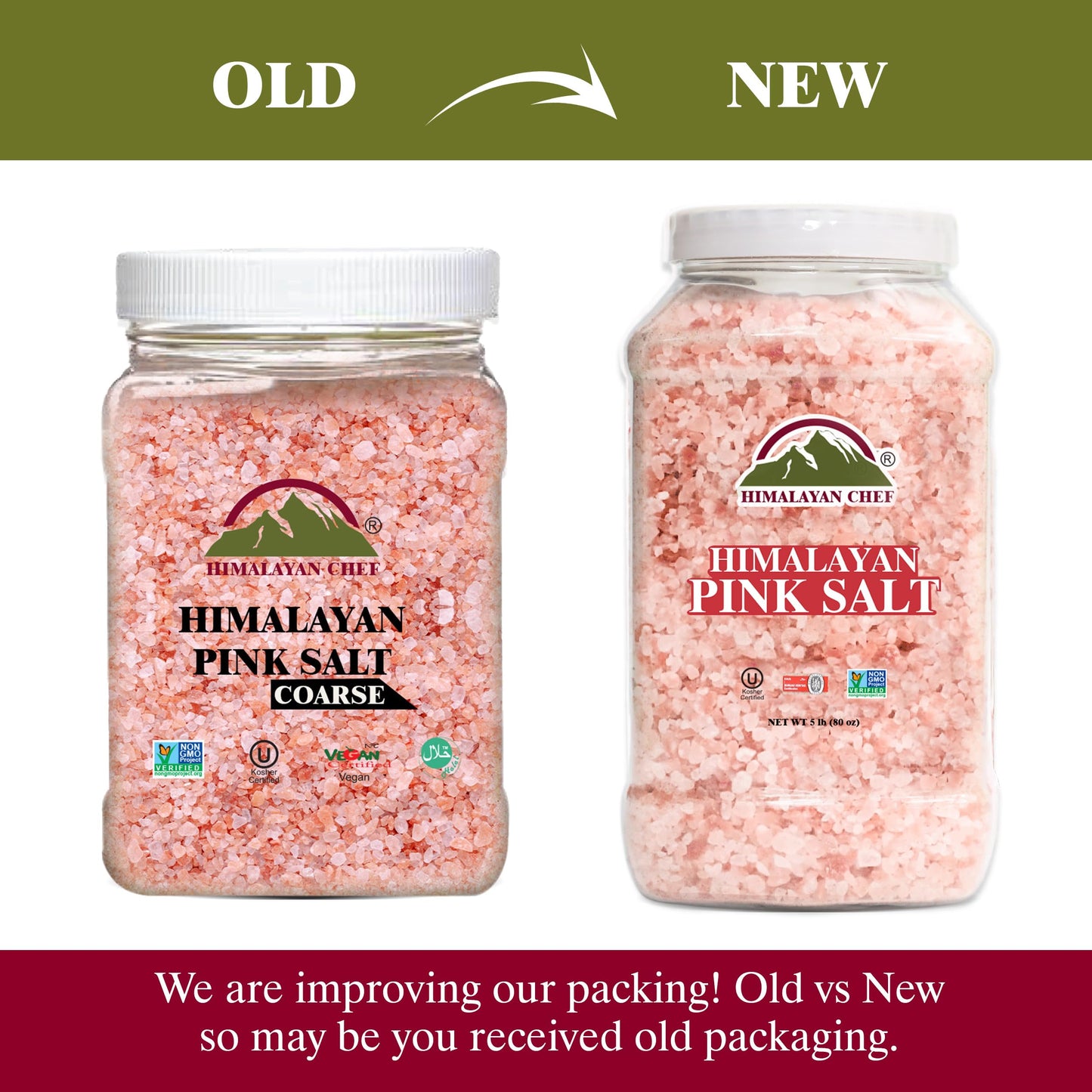 Himalayan Chef Pink Himalayan Salt Coarse Grain - 5 lbs Plastic Jar